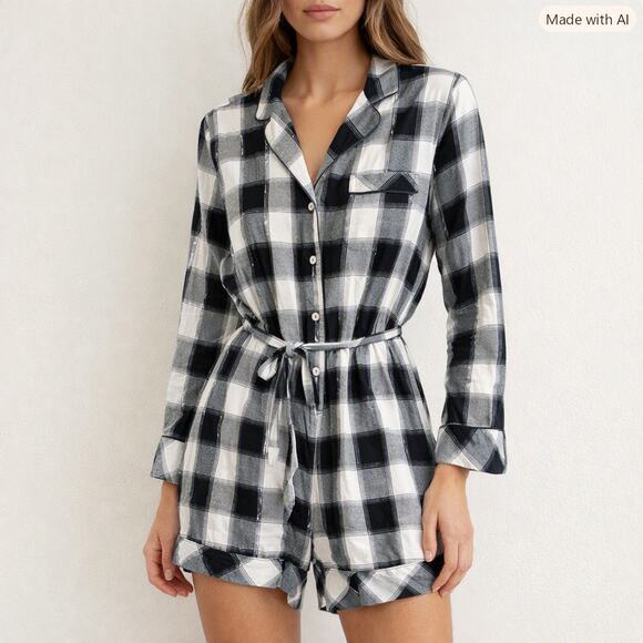 Victoria's Secret Other - Victoria's Secret Flannel Sleep Tie Romper Size Medium